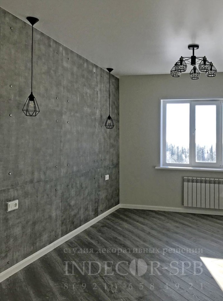 Декоративные панели под бетон Simple Grey в интерьере
