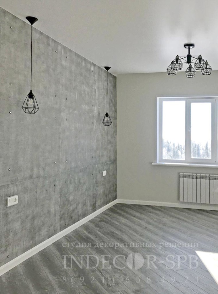 Декоративные панели под бетон Simple Grey в интерьере
