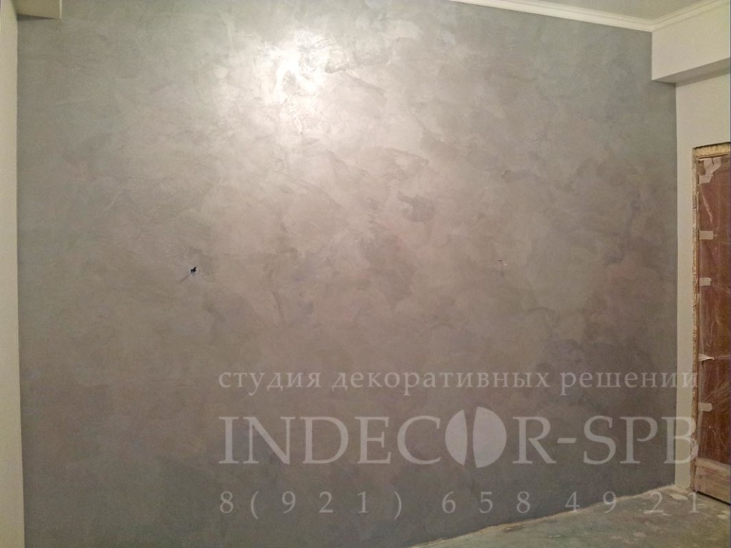 Шелк, 3 этап: нанесение 2го слоя декоративной штукатурки Шелк